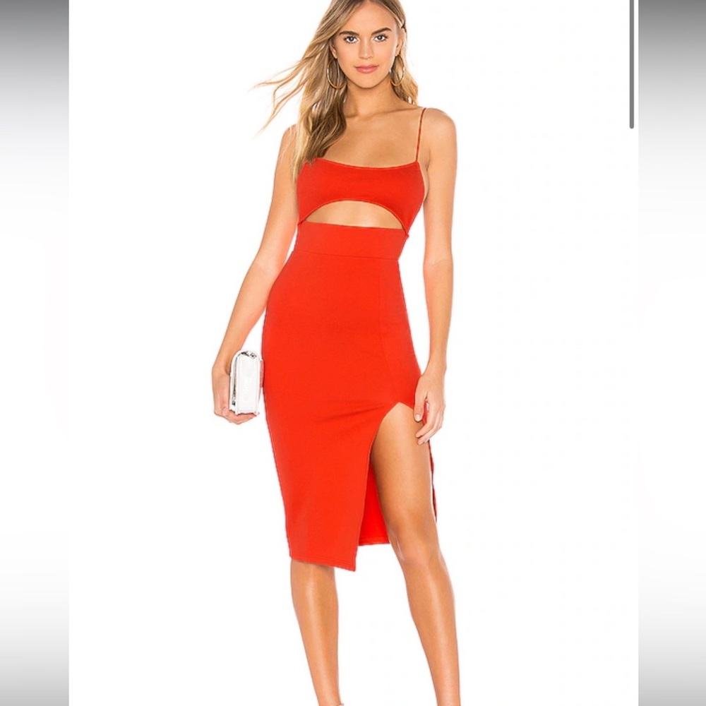 Orange/red cut out cocktail dress